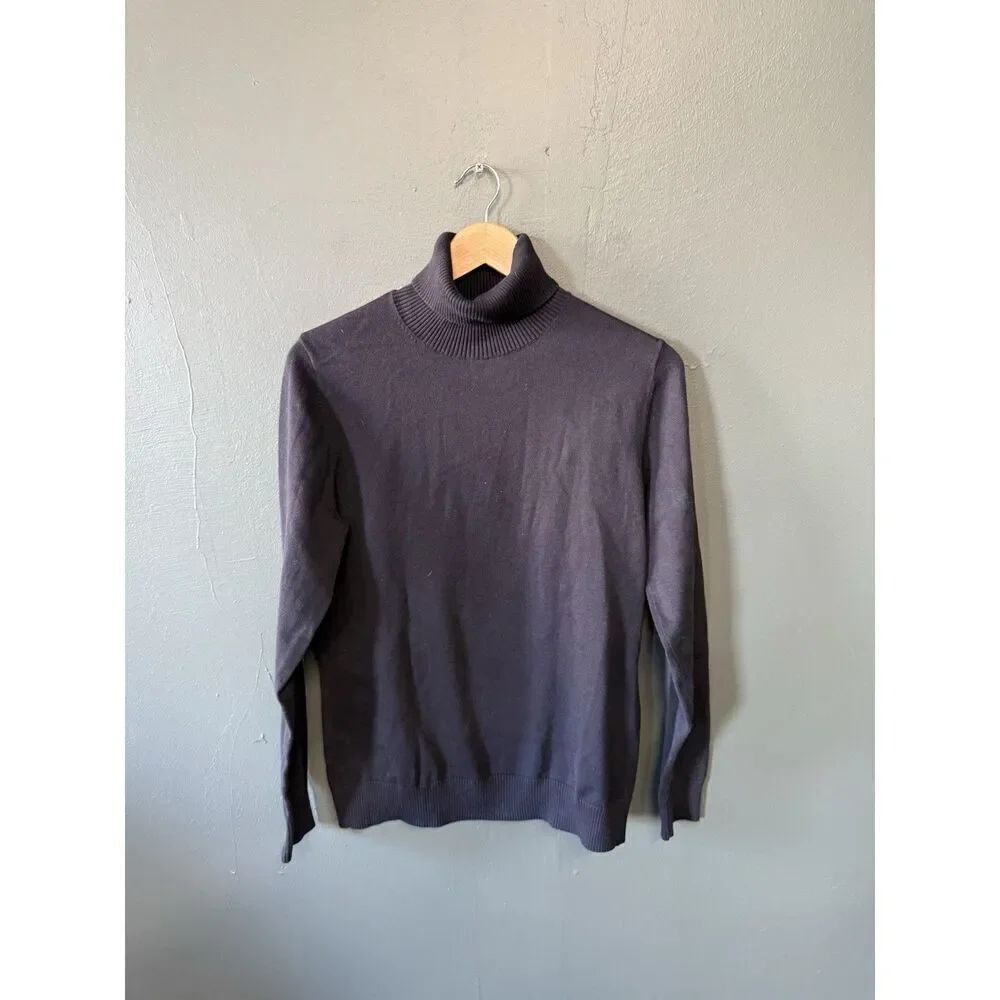 Lands End Womens Black Long Sleeve Turtleneck Pullover Shirt Size Medium